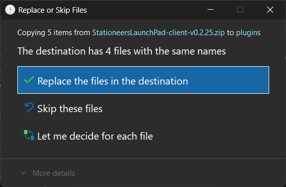 Replace Existing Files